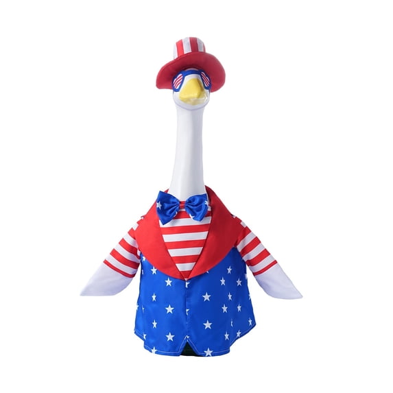 SMKE Goose Costume Clothes,4Th Of July Uncle Sam Hat Goose Outfit,Outdoor Yard Decor,Porch Goose Outfits(No Geese),Goose Outfit For Themed Yard Styling,Porch Goose Holiday Costume,Fit 23" Goose