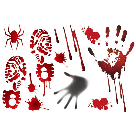 SMKE Halloween Wall Sticker Horror Blood Handprint Footprint Pvc Scary Decals Window Door Wall Haunted House Party Indoor Decor Creepy Bloody Handprint Footprint Decals Scary Window Wall Clings