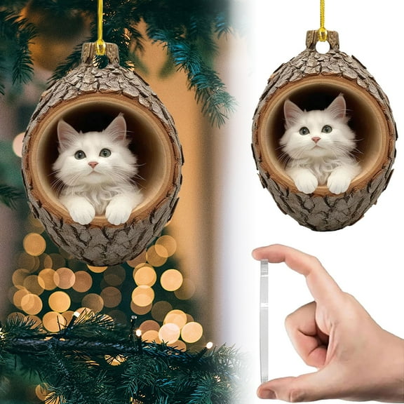 SMKE Handmade Acrylic Bird Ornament,Rustic Nature Themed Pendant for Christmas Tree Gift,2D Acrylic Animal Christmas Ornament,Oval Bird on Tree Design for Holiday Decor