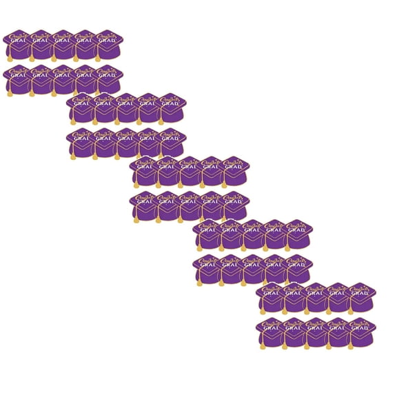 SMKE High School Grad Gift,Sparkle Grad Cap Card,Graduation Thick Gift Card,Milestone Congrat Card,50Pack Graduation Cap Greeting Cards 5.9x5.9"Purple Mortarboard Shape,Bulk Set for Grad Party Favors