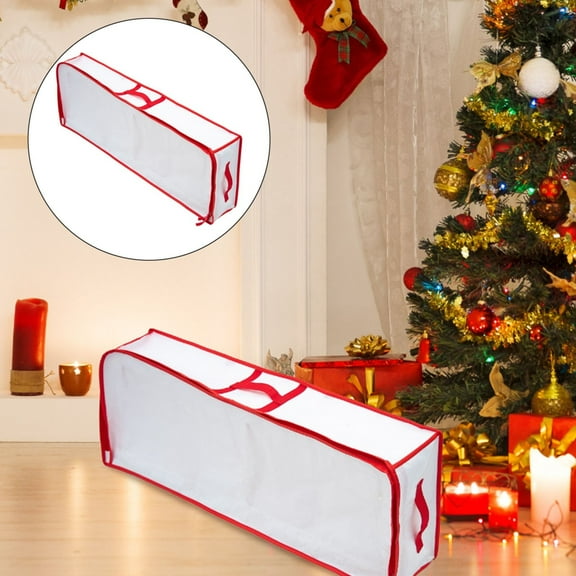 SMKE Holiday Wrapping Paper Container,Under-Bed Organizer,Durable Christmas Wrapping Supply Bag,Full-Zipper Paper Protector,Slim Festive Storage Box,Space-Saving Wrapping Paper,Ribbon Storage