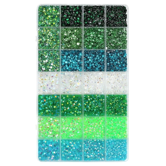 ERTZAE Household Craft Gems,Home Accessory Gems,Tabletop Decor Stones,Diy Wreath Gems,Jelly Resin Home Gems,28 Grid Flatback Rhinestone Kit - 2-10mm Sparkling Pearls with Glue for Clothing Shoes
