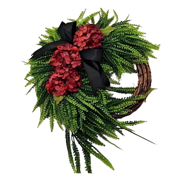 ERTZAE Hydrangea Door Wreath,Artificial Hydrangea Wreath,Burlap Bow Greenery Wreath,Front Door Wreath,Artificial Hydrangea Wreath 15.7x23.6in - Greenery Spring Summer Door Hanging for Front Porch