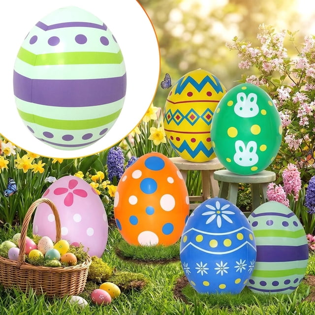 SMKE Inflatable Decorations,Hanging Inflatable Decor,Outdoor Party Ornaments,Purple Inflatable Easter Egg 13.8 Inch,PVC Blow Up Yard Decoration,Large Outdoor Garden Ornament for Spring Holiday