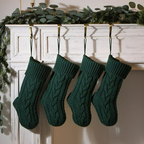 SMKE Knit Christmas Stocking,Large Xmas Gift Knit Stocking,Friends Kids Xmas Stocking,Double Side Vintage Stocking,Fireplace Home Xmas Stocking,Family Holiday Stocking,Cable Knitted Stocking,Green