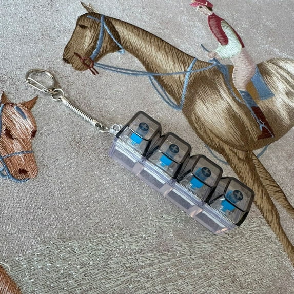 SMKE LED Light Up Clicker Keychain 4-Button Stress Relief Keyboard Toy,Adults Anxiety Decompression Fidget Black Transparent 4-Key,Lanyard Loud Clicking Office Home Travel Decompression