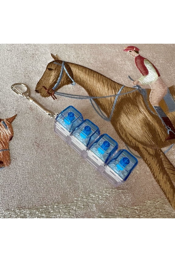 LED Light Up Clicker Keychain 4-Button Stress Relief Keyboard Toy,Adults Anxiety Decompression Fidget Blue Transparent 4-Key,Lanyard Loud Clicking Office Home Travel Decompression