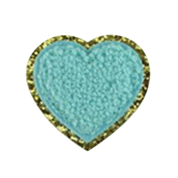 SMKE Love Embroidered Iron-On Patch,Gold Glitter Edge Mix Hearts 2",Hats Jackets Shirts Jeans Repair,Chic Heart Applique Glitter Trim,Self-Adhesive Easy Iron-On