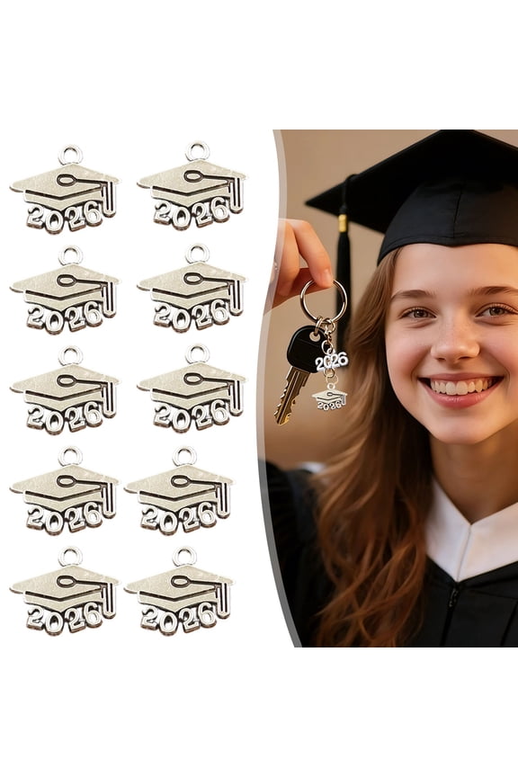 Meaningful Grad Souvenir,Senior Year Memory Ornament,Grad Gift Display Hanging,30-Pack Graduation Charm Set,20 "2026" Numbers & 10 Graduation Cap,Silver Metal Pendants for DIY Crafts & Keepsakes