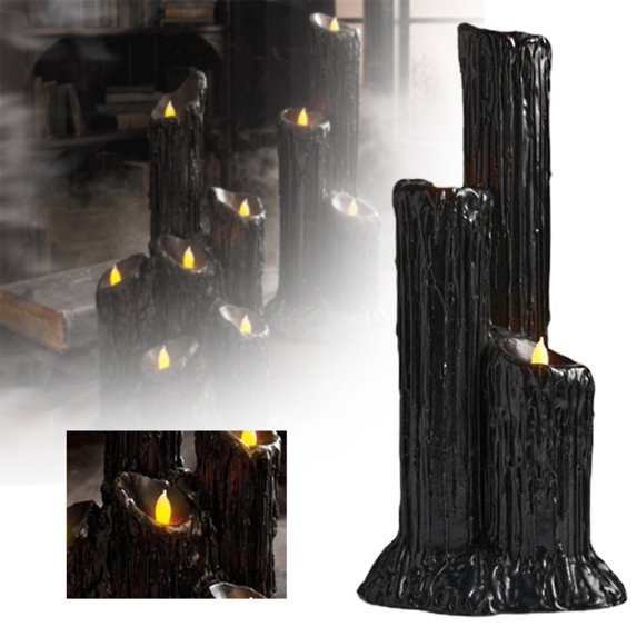 SMKE Melting Candle Cluster Resin Candle Holder 7.67In Halloween Tealight Candlestick Holder For Table Centerpiece Mantel Fireplace Decor Spooky Gothic Candelabra Home Candle Stand Tealight Holder