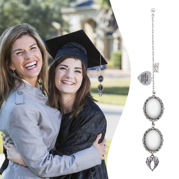 SMKE Memorial Graduation Charm,Graduation Memory Charm,Graduation Memorial GiftGraduation Cap Ornament,Personalized 2026 Graduation Tassel Charm 8.27",Double Photo Memorial for Cap Decoration