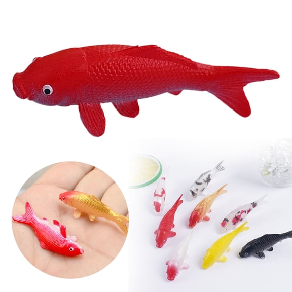 ERTZAE Micro Pond Mini Fish Statues,Handcraft Fish Resin Charms,Miniature Fish Figurines 2" Red Realistic Koi,Soft PVC Fish Tank Ornament,Aquarium Decoration for DIY Projects and Miniature Gardens