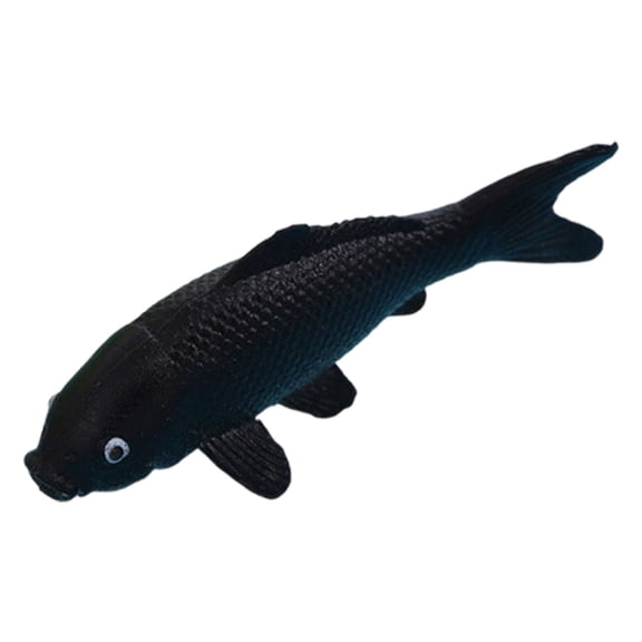 SMKE Miniature Koi Fish Figurines,Waterproof Mini Garden Fish Statues,Miniature Fish Figurines 2" Black Realistic Koi Fish Statue,Soft PVC Aquarium Ornament for Fish Tank,Bonsai,Dollhouse Decor