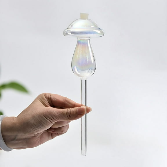 SMKE Non-Clogging Iridescent Mushroom Plant Watering Globes,Mushroom Watering Globe,Self-Watering Plant Bulbs For Indoor Outdoor Plants,Automatic Glass Plant Waterer Spikes Gift For Plant Lovers