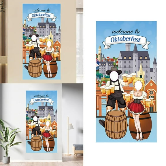 SMKE Oktoberfest Hollowed Out Face Photo Banner With Bright Digital Print Design As Festive German Background Cloth For Beer Festival Party Decor And Photo Booth Props