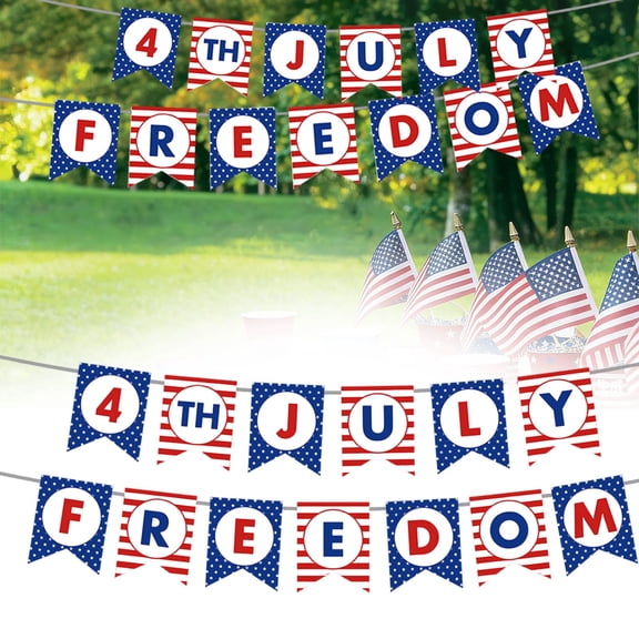 SMKE Patriotic Hanging Banner,4Th Of July Freedom Banner Pennant Set,American Flag Bunting,Party In Usa Garland,Mantel Fireplace Garden Hanging Sign,Home Indoor Outdoor Yard Parade Float Decor