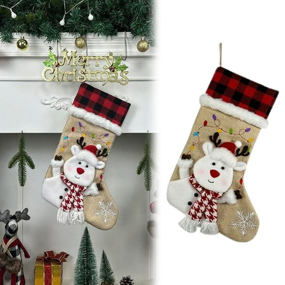 SMKE Personalized Pet Christmas Stockings For Dog And Cat - 18.1 Inches Large Plaid | Custom Embroidered Xmas Stocking With Name & Festive Pattern, Ideal For Fireplace Decor C