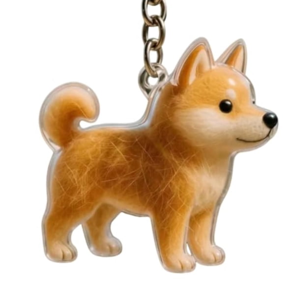 ERTZAE Pet Loss Memorial Gift,Dog Fur Memorial Charm,Dog Hair Memorial Locket,Pet Keepsake Storage Keychain,Dog Memorial Keychain 2"Shiba Inu Design Refillable Keepsake Bottle with Transparent Window