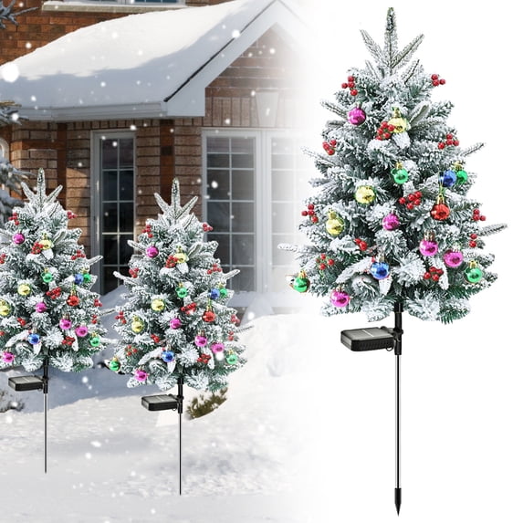 SMKE Pre-Lit Outdoor Christmas Tree With Remote,Timer,Multi-Color Lights,Battery Operated Lighted Frosted Christmas Pathway Urn Filler,Christmas Porch Decorations For Home & Yard