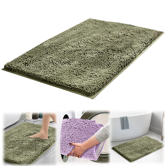 SMKE Quick Dry Machine Wash Bathmat,Green 24X16In Soft Bathroom Mat Stylish Entrance Rug,Ultra Soft Chenille Bath Mat,Non-Slip Super Absorbent Quick Dry Floor Carpet For Bathroom,Blue Bath Mat