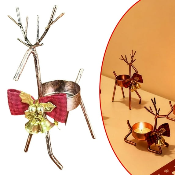 SMKE Reindeer Tea Light Holder,Iron Christmas Candle Stand,Elk Candlestick,Festive Tabletop Centerpiece,Holiday Dining Decor,Rust-Proof Xmas Home Display,Party Candle Accent,Festive Votive Holder G