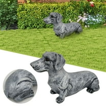 SMKE Resin Dachshund Sculpture,Garden Animal Ornament,Patio Dog Figurine,Outdoor Statue Decor,Lawn Animal Accent,Weather-Resistant Garden Piece,Home Backyard Decor,Indoor Memorial Figurine
