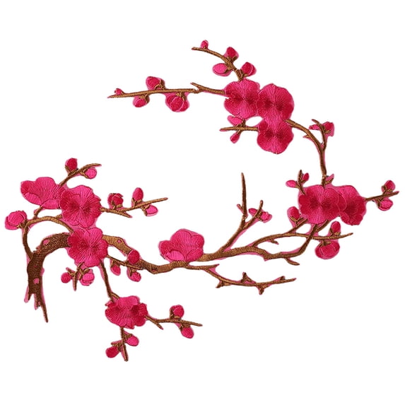 SMKE Rose Cherry Blossom Embroidered Iron On Patch,Floral Sew On Applique for Denim Jacket Backpack Dress,Decorative DIY Craft Patch for Jeans Bags Hats