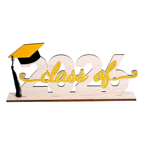 SMKE Rustic Finish Decor,Graduation Photo Backdrop Ornament,Stable Flat Base Stand,Class of 2026 Wooden Table Centerpiece Sign 11.8",Natural Rustic Keepsake,Grad Party Decor for High School College