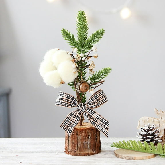 SMKE Rustic Mini Christmas Tabletop Tree,Artificial Xmas Tree Burlap Base,Red Berry Pine Cone Tree,Small Potted Xmas Decor,Tabletop Holiday Centerpiece,Office Xmas Tree Decor B 9.8"