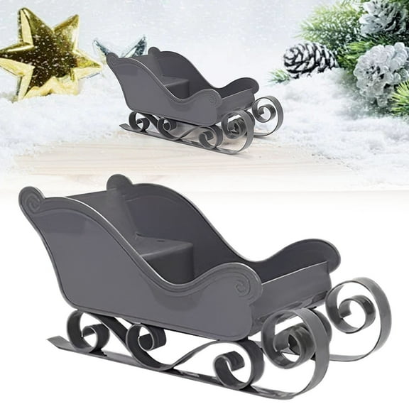 SMKE Santa Sleigh Christmas Decor Sleigh Sculpture For Table Top Holiday Home Decorations Gray 11.22X5X3.93In