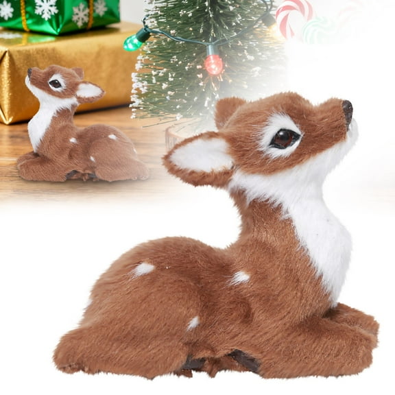 SMKE Simulation Christmas Reindeer Figurine Xmas Elk Deer Doll New Year Home Decor A