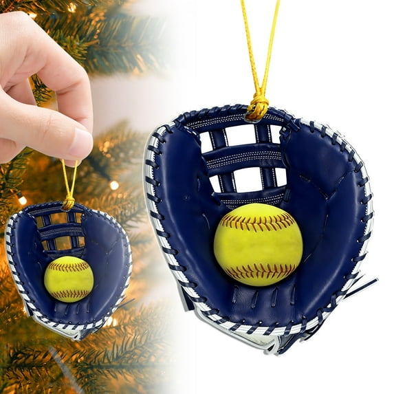 SMKE Softball Glove Hanging,Softball Christmas Ornament,Personalized Acrylic Flat Shape,Christmas Tree Decoration & Baseball Ornament,Sports Lover Gift For Softball Player,Coaches & Sports Fans H