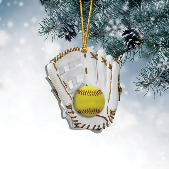 SMKE Softball Glove Hanging,Softball Christmas Ornament,Personalized Acrylic Flat Shape,Christmas Tree Decoration & Baseball Ornament,Sports Lover Gift For Softball Player,Coaches & Sports Fans G