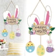 thumbnail image 1 of SMKE Spring Holiday Plaque,Spring Entrance Decor,Easter Garden Art,Spring Decor Craft,Easter Openwork Wooden Door Hanging Sign Bunny Egg Wreath 15.4x9.9in for Door Wall Indoor Outdoor Spring Decor, 1 of 9