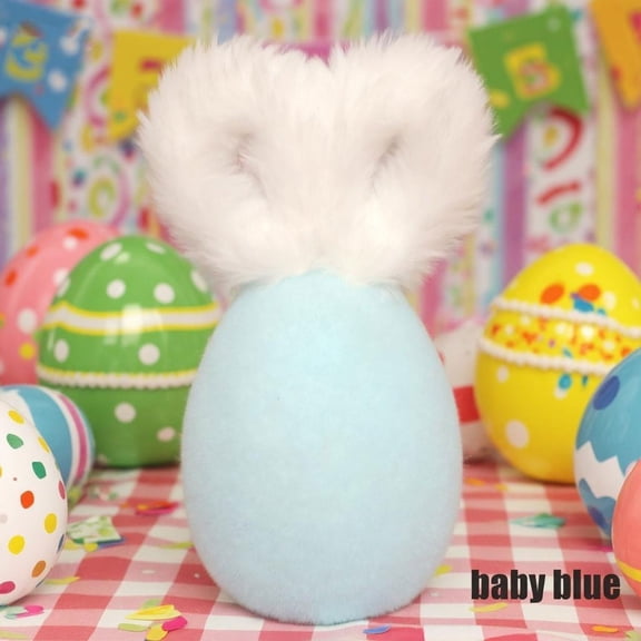 SMKE Spring Home Decor,Faux Chicken Eggs,Vintage Farmhouse DecorPastel Easter EggsHanging Egg Ornaments,Blue Plush Easter Egg Bunny 5.9in,Soft Bunny Ear Decor,Cute Spring Tabletop Ornament
