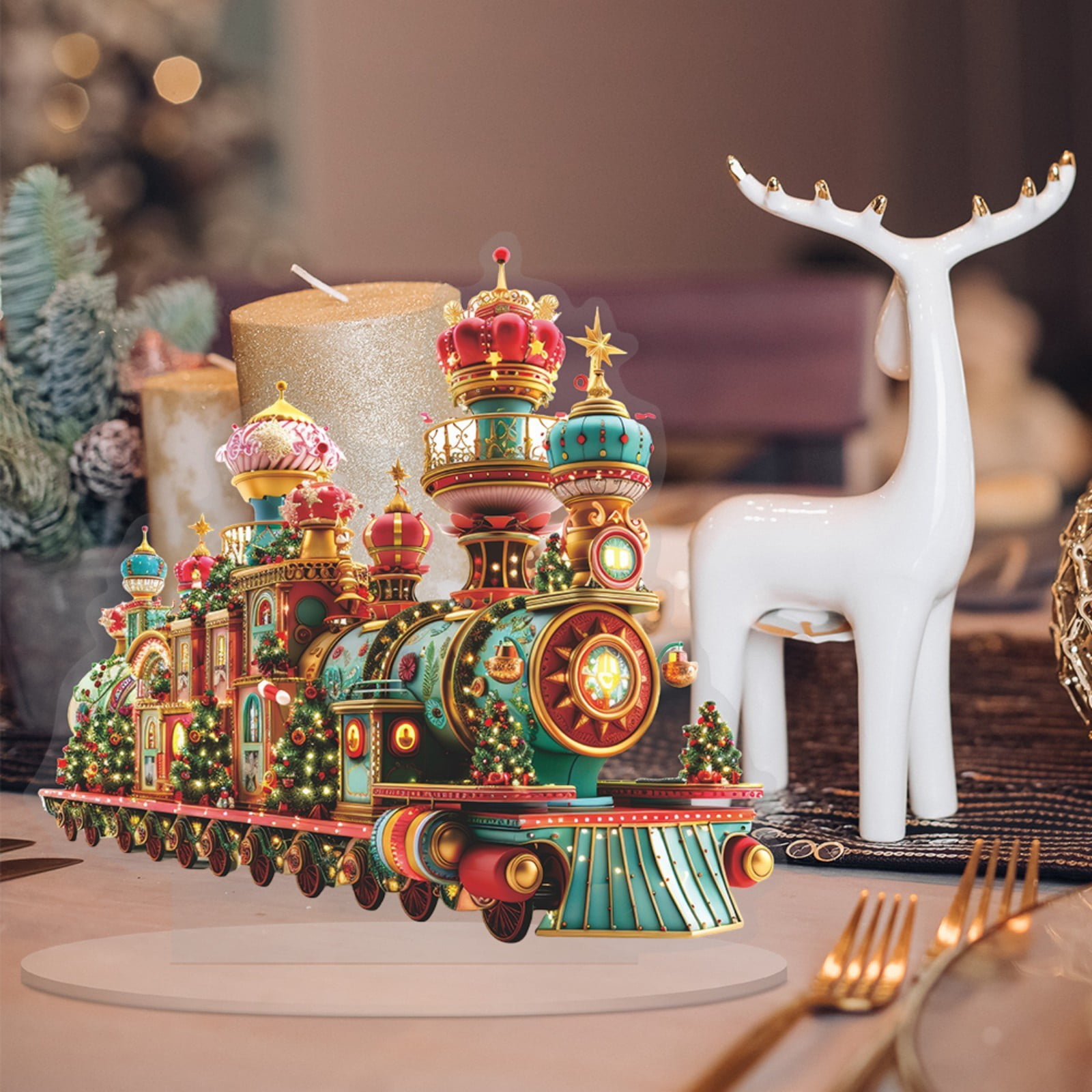 SMKE Tabletop TRAIN Painting,Desktop Ornament Special Shaped TRAIN Desk ...