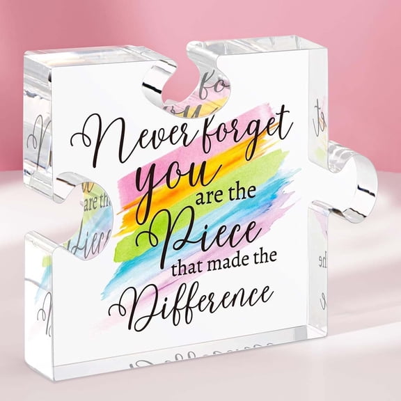 SMKE Teacher Appreciation Acrylic Block Puzzle Engraved Thank You Message Heartwarming Gift Women Men Teachers Clear Paperweight Colorful Lettering Desk Decor
