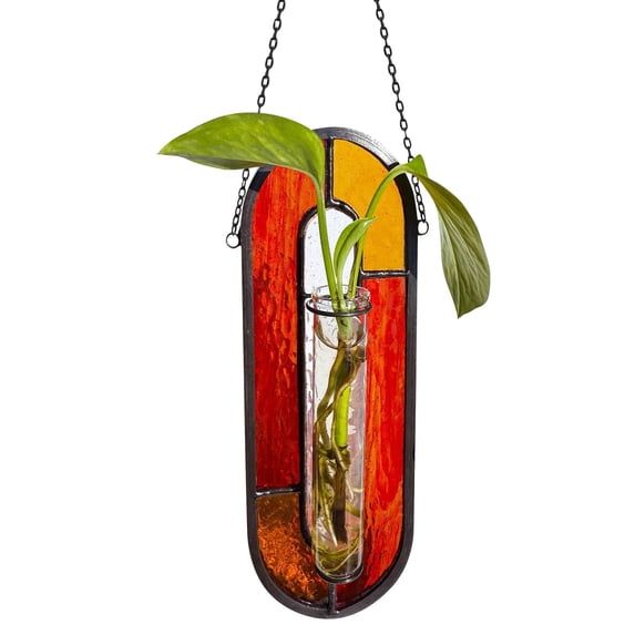 SMKE Test Tube Planter,Wall Mounted Vase,Indoor Garden,Minimalist Decor,Glass Hanging Planter,Arched Plant Propagation Station 7.87in Wall Hanging Test Tube Vase for Hydroponic Plants Home Decor Red