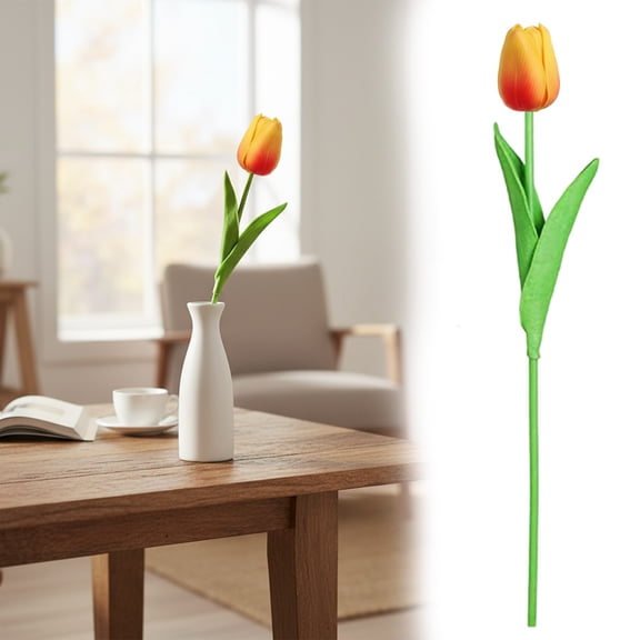 SMKE Tulips Real Touch Artificial Flowers,12.6" Pink Vibrant Pu Tulips To Elevate Home & Event Aesthetics,Real Touch Artificial Tulip Bouquet,Home Office Wedding Floral Decor Centerpiece Supplies