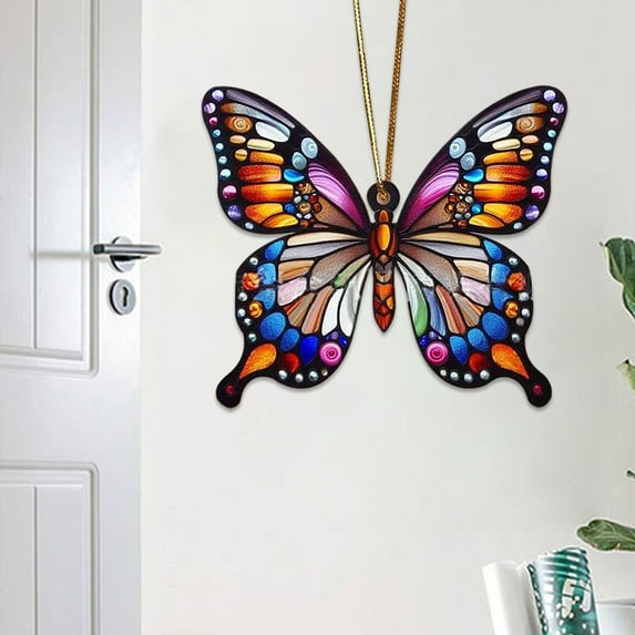 SMKE Vintage Handcrafted Christmas Ornaments,Creative Decorative,Animal Collection For Tree Decor,Wood Hanging Pendant,Xmas Gift,Modern Wall Decor For Home,Car,Living Room,Bedroom 2.75" Butterfly