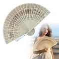 thumbnail image 1 of SMKE Wooden Folding Fan With Delicate Hollow Carved Design And Storage Bag As Vintage Handheld Fan For Bridal Shower Tea Party And Home Wall Decoration, 1 of 9