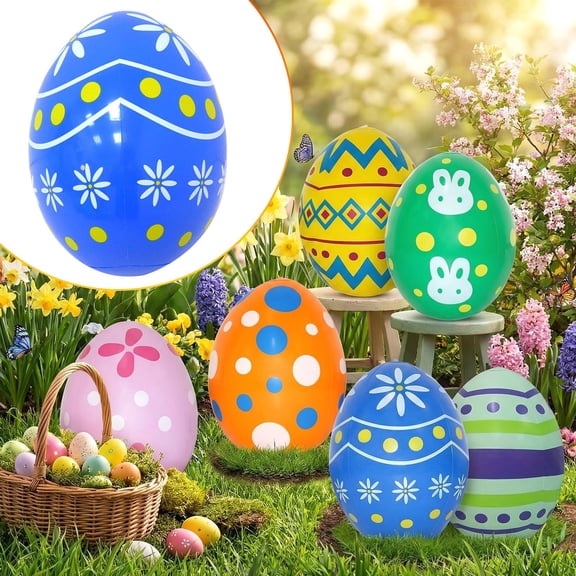 SMKE Yard Decor Ornaments,Festive Yard Decor,Garden Lawn Decor,Blue Inflatable Easter Egg 13.8 Inch,PVC Blow Up Yard Decoration,Large Outdoor Garden Ornament for Spring Holiday