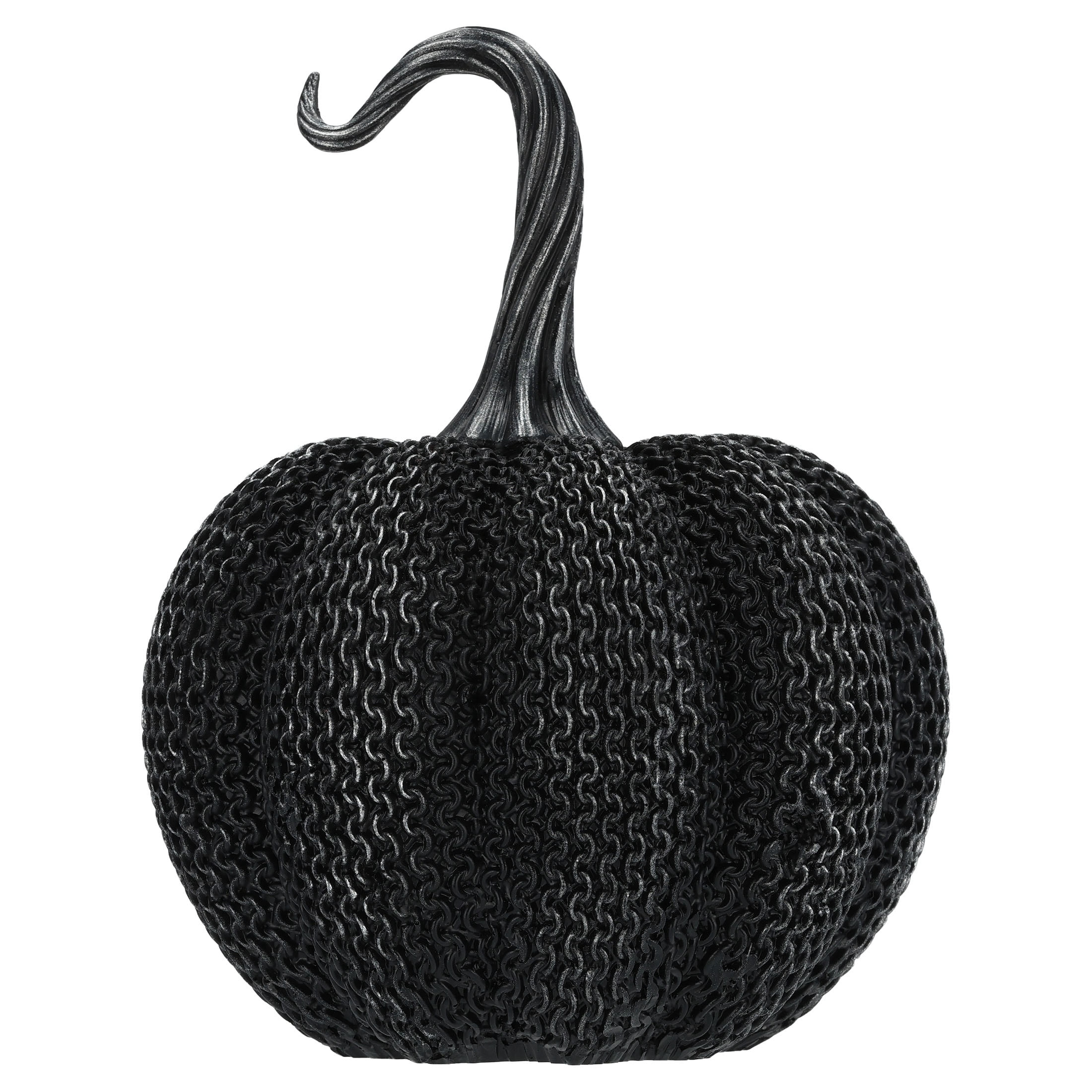 Resin Textured Pumpkin Decoration, Black, 7.9", Halloween by Way To Celebrate