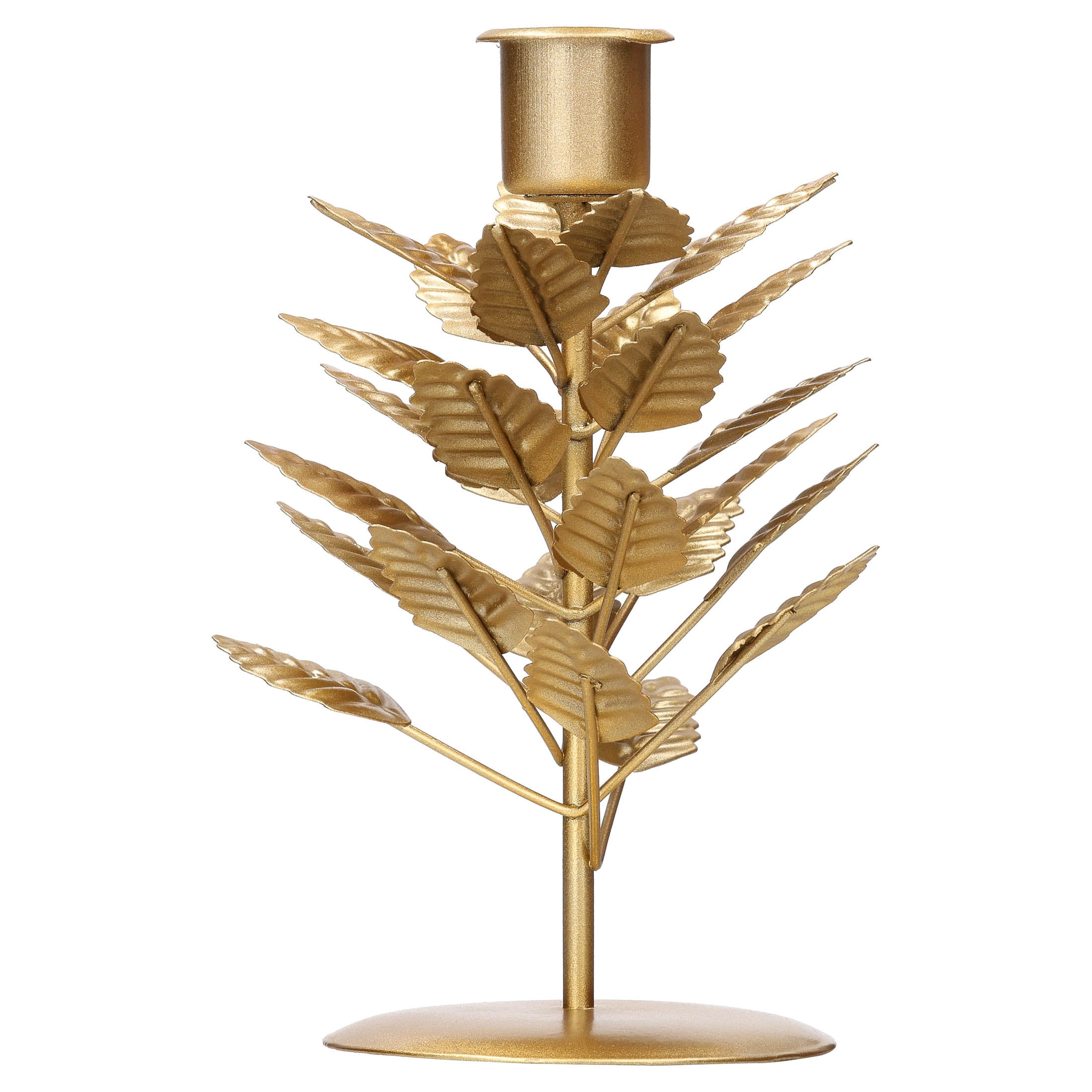 Small Gold Leaf Metal Christmas Taper Candle Holder, 6.3", by Holiday Time