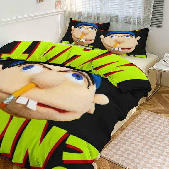 SML Jeffy 3 Pieces Bedding Sets Double Sided Printed Soft Comforter Sets Bedroom Decor Gift With 1 Duvet Cover 2 Pillow Shams