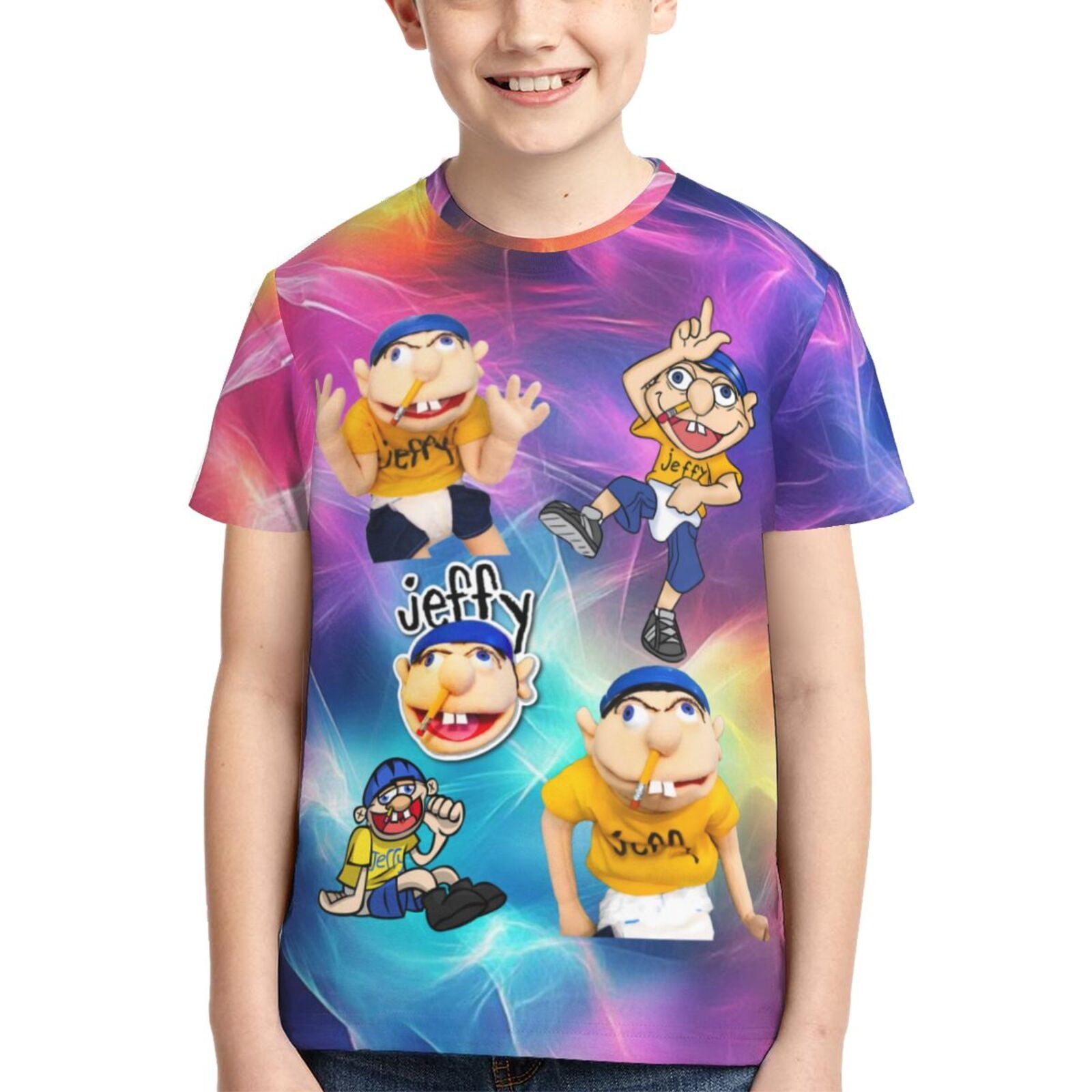 SML Jeffy Boys Girls T Shirt Kids Short Sleeve Crewneck 3d Printed ...