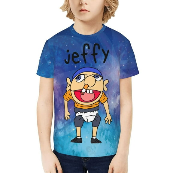 SML Jeffy Kids T-Shirt 3d Printed Graphic T-Shirts Boys And Girls Short Sleeve Shirts For Youth Kids Large