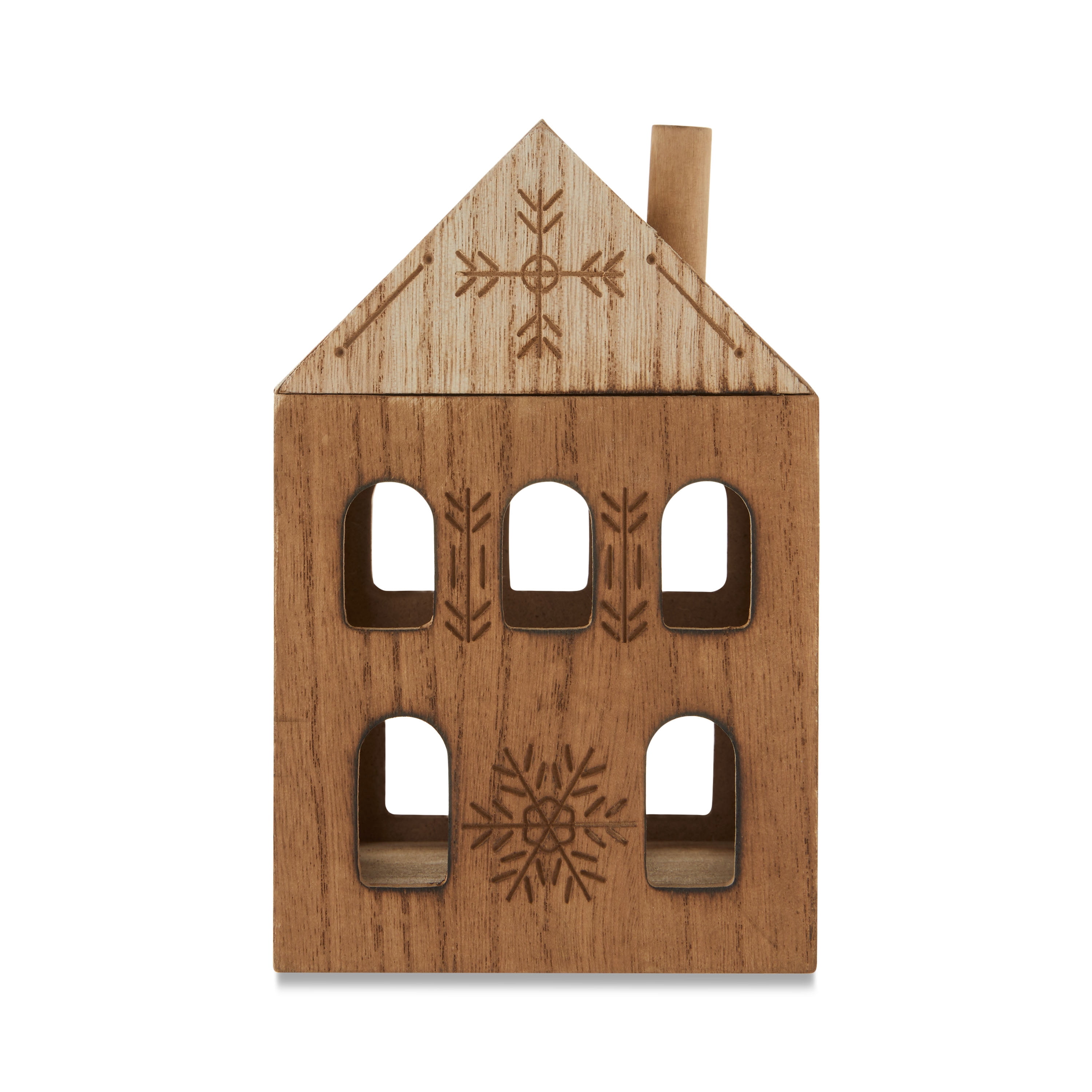 Wood House Christmas Decoration, Brown, 7", by Holiday Time