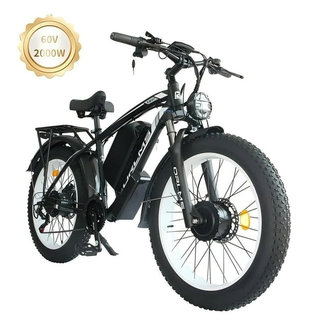 SMLRO TS60 Electric Bike – 2000W Dual Motors, 60V 25Ah, 26" Fat Tires, Hydraulic Disc Brakes, Full Suspension, 45MPH Max Speed