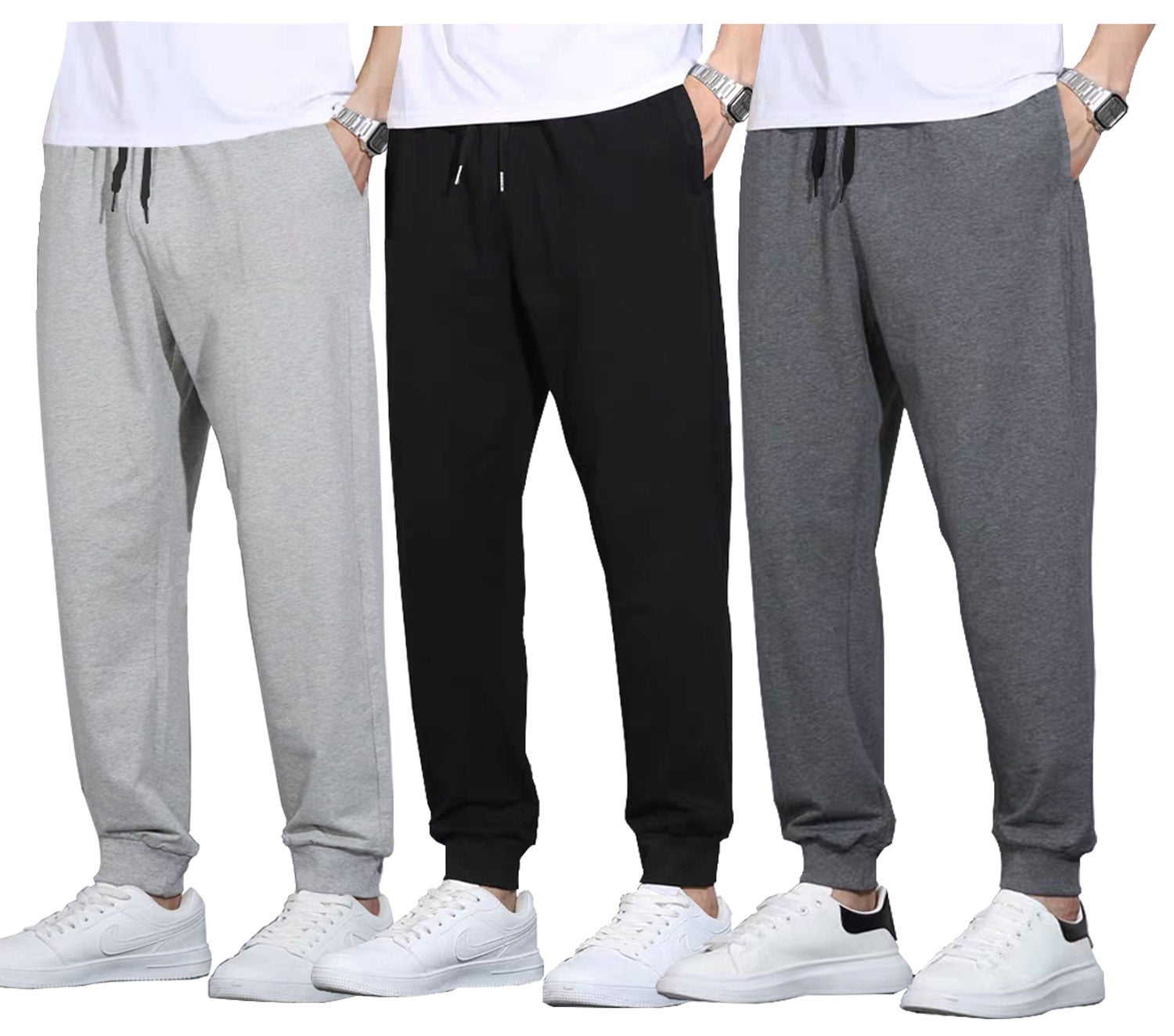 Walmart Black Friday Deals 2025 SMNDY 3 Pack Men's Active Athletic Casual Jogger Running Sweatpants Workout Gym Pants with Pockets